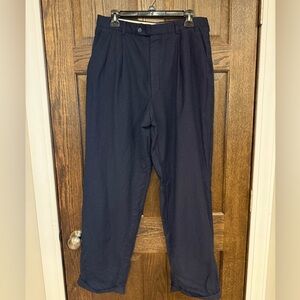 Elegant principe Made in Italy wool Men's Navy Pleated and Cuffed Dress Pants